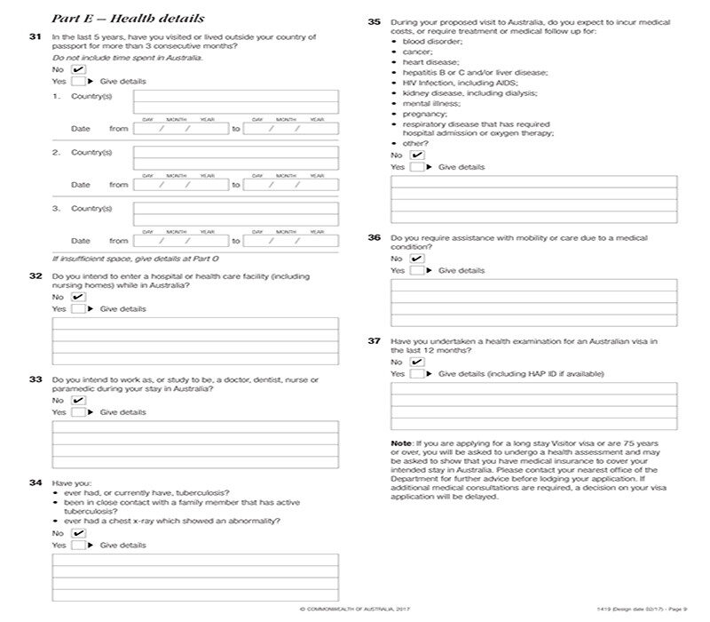 Đơn xin Visa Úc chuẩn Form 1419